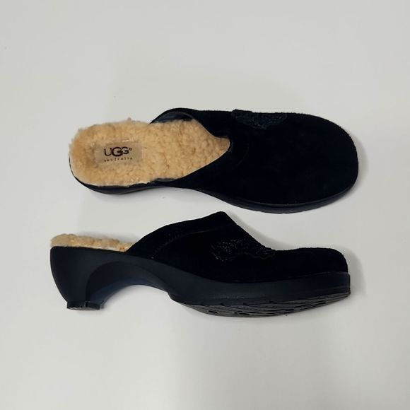 UGG Australia Black Suede platform mules - Picture 1 of 9